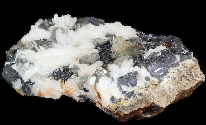 Cerussite Crystals with Bladed Barite on Galena- Morocco #44785